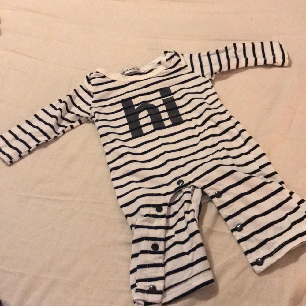 Boutique striped LS romper 6-12m